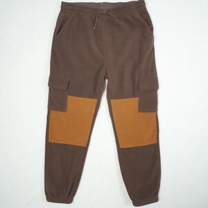 Monet Skateboards Brown Fleece Cargo Joggers Knee Patches L